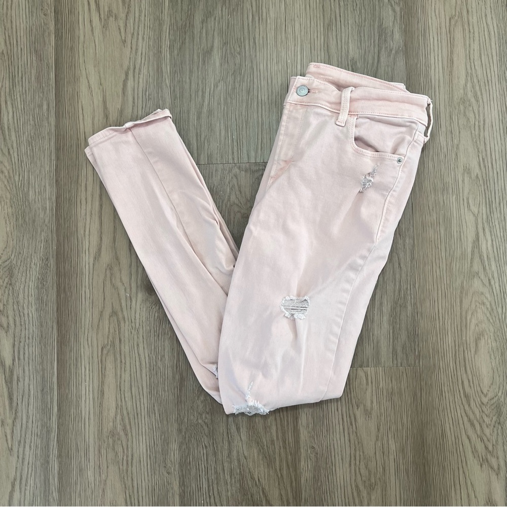 Old Navy Rockstar Super Skinny Pink Distressed Jeans Size 10